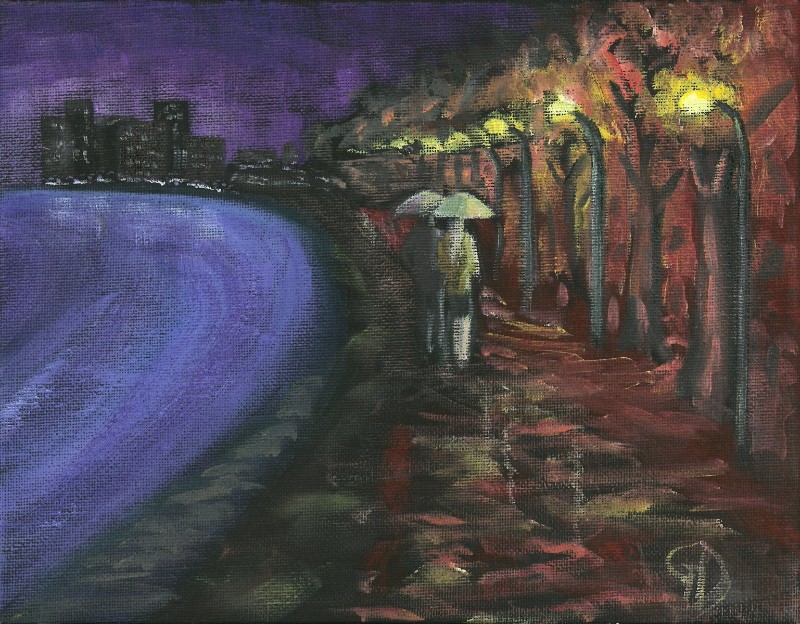 Stroll by the water.jpg - Stroll by the water water soluble oil on canvas (21 x 26 cm) July 2015